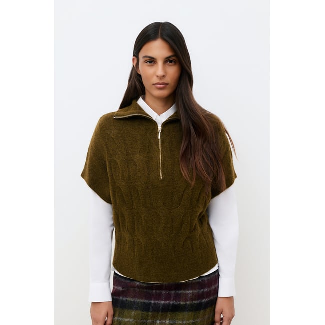 Pull sans manche MTANIS vert kaki <span itemprop=