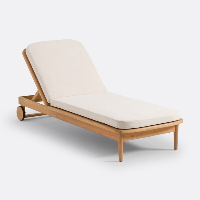 Tumbona de madera de eucalipto, Oliver beige <span itemprop=