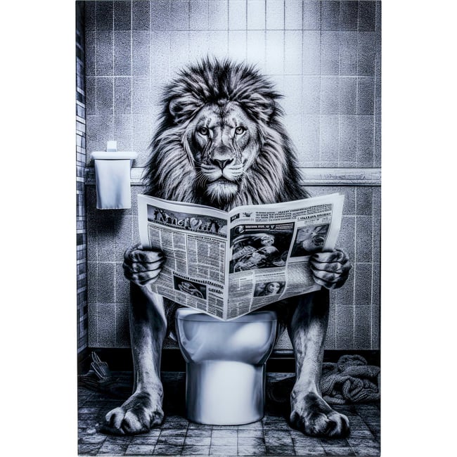 Décoration murale lion en verre Couleur noir et blanc <span itemprop=
