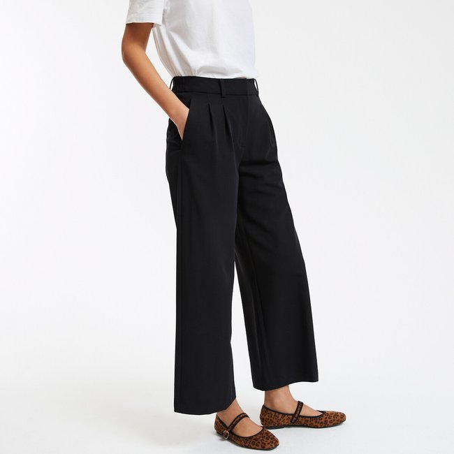 Wide Leg Cropped Trousers with Pleat Front - LA REDOUTE COLLECTIONS