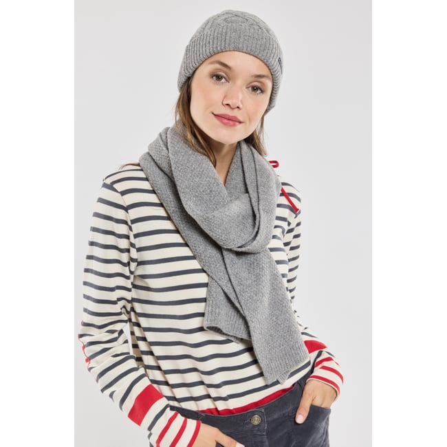 Écharpe maille en laine gris chiné <span itemprop=