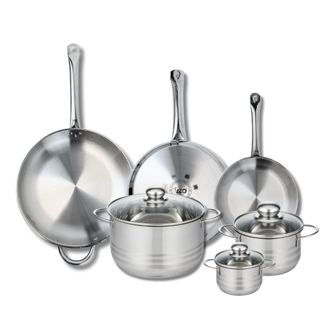 3 poêles 24/28/32cm + 3 faitouts 12/16/24cm PROFI BRILLANT gris <span itemprop=