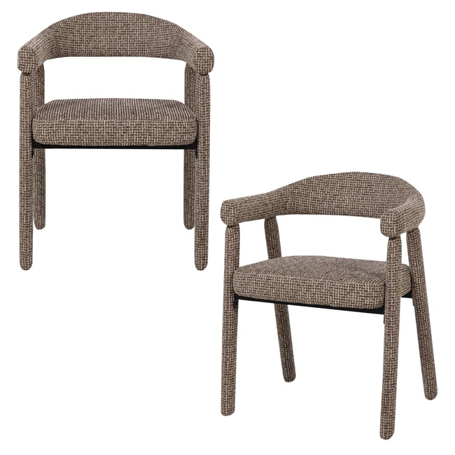 Lot de 2 chaises de salle à manger en tissu tissé SEDO Couleur brun <span itemprop=