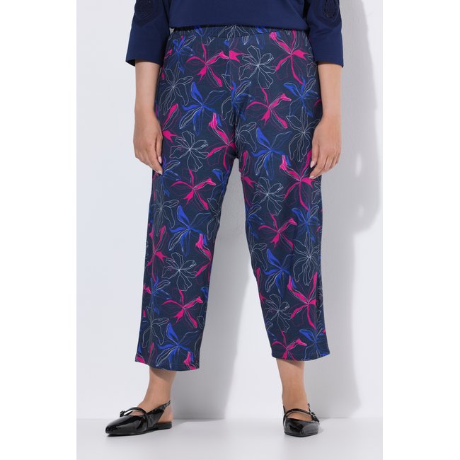 Pantalon 7/8 en jersey imprimé marine <span itemprop=