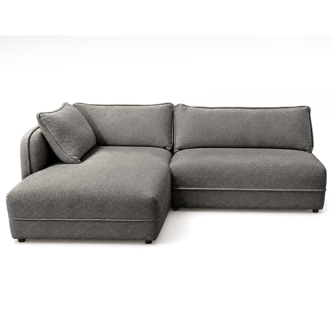 Canapé d'angle gauche 5 places en tissu bouclette, LUCIEN - BEST MOBILIER
