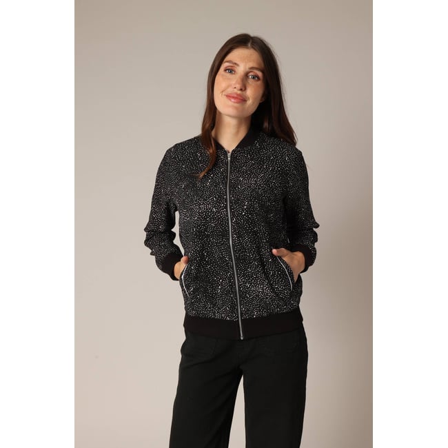 Blouson aviateur zippé pour femme ELIZARA noir <span itemprop=