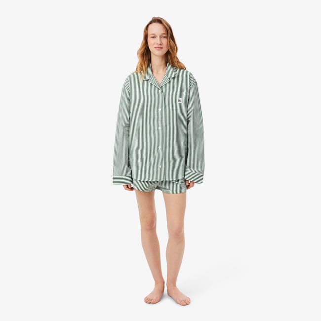 Ensemble de pyjama rayé popeline oversize vert-291 <span itemprop=