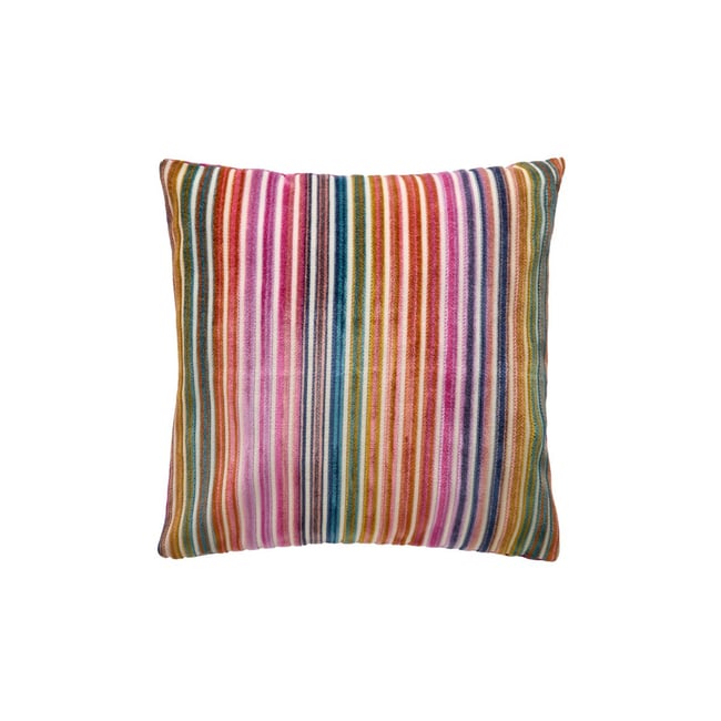 Coussin rayé en velours coupé brillant <span itemprop=