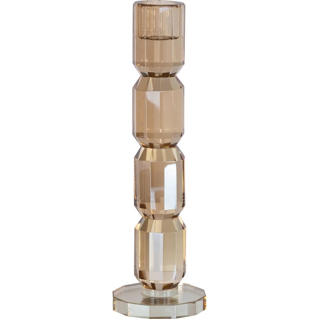 Bougeoir en cristal taillé Couleur champagne <span itemprop=