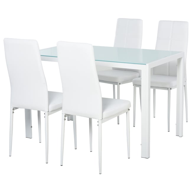 Ensemble de table à manger Métal Blanc Couleur blanc <span itemprop=