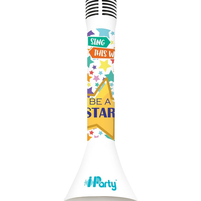 Micro Karaoké sans fil avec enceinte Bluetooth® intégrée iParty® blanc <span itemprop=