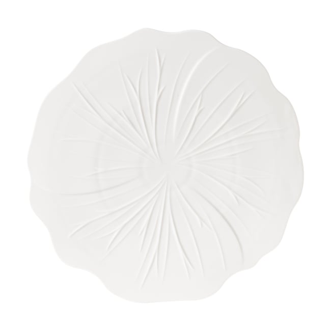 Plat rond Dahlia   32 cm Couleur blanc <span itemprop=