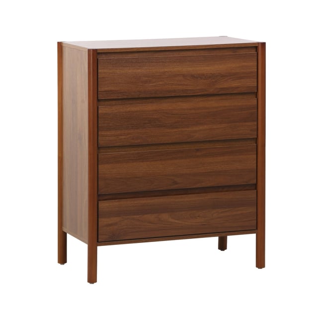Commode décor bois 4 tiroirs  HARMONY Couleur noyer <span itemprop=