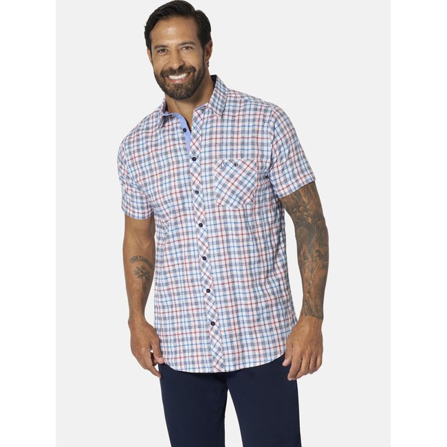 Chemise à manches courtes BENDIKS bleu à carreaux <span itemprop=
