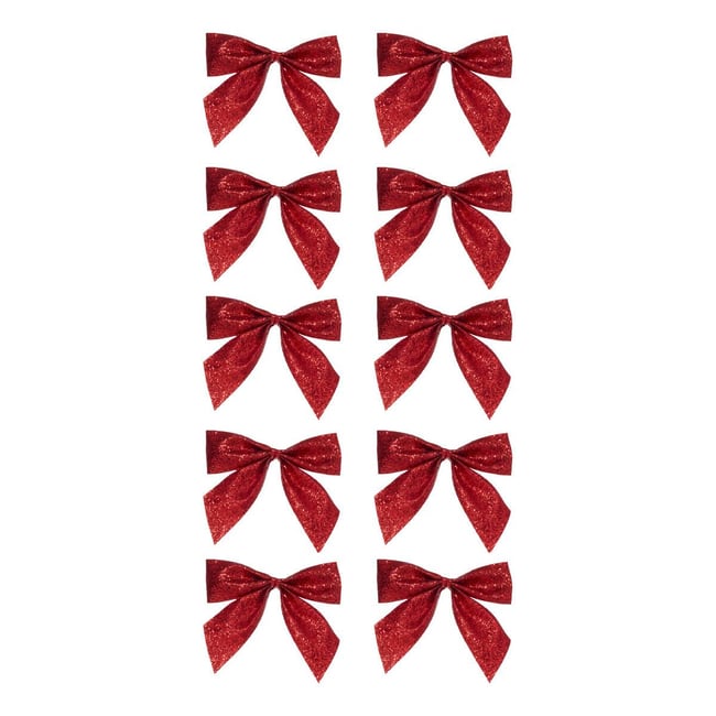 Lot de 10 nœuds de sapin mini pailletés or - FEERIC LIGHTS & CHRISTMAS