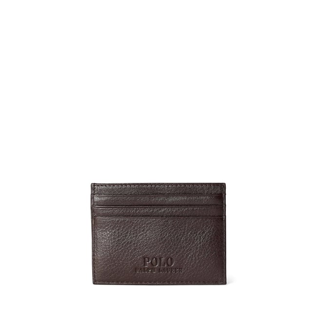 Porte-cartes en cuir chagrin marron <span itemprop=