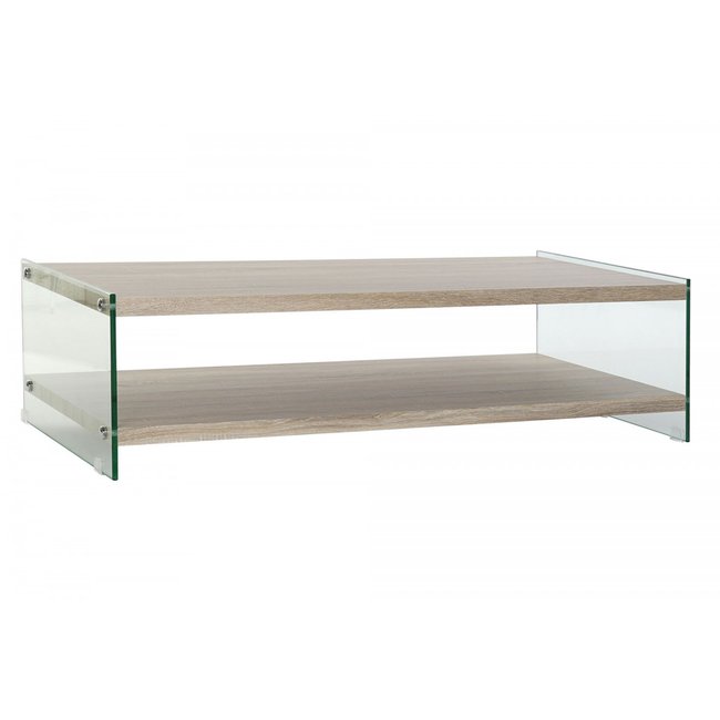 Table Basse Moderne Bois MDF et Verre Trempé - 130x65x35.5cm Couleur bois <span itemprop=