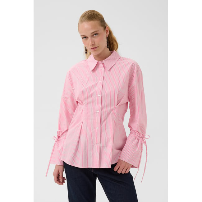 Chemise à manches longues rose rouge pink/red stripe <span itemprop=