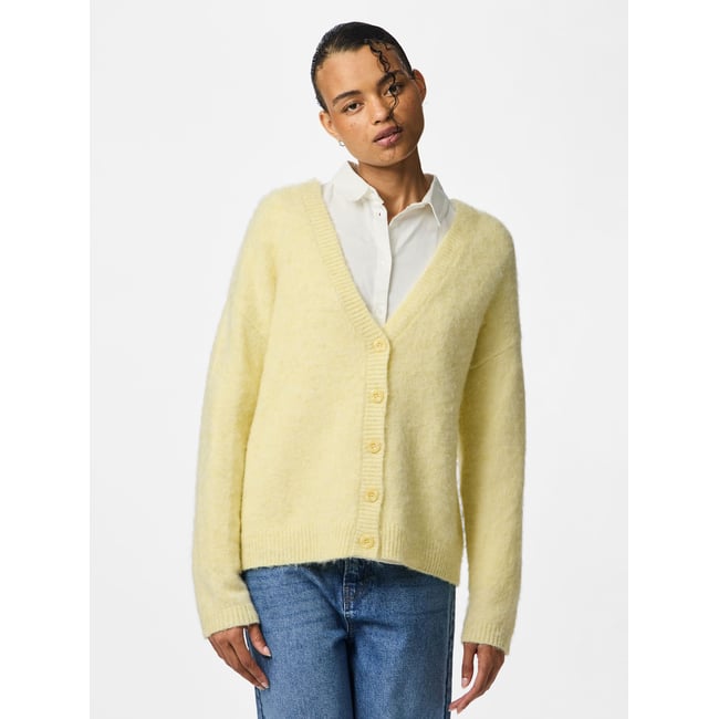 Cardigan En Maille jaune - french vanilla <span itemprop=