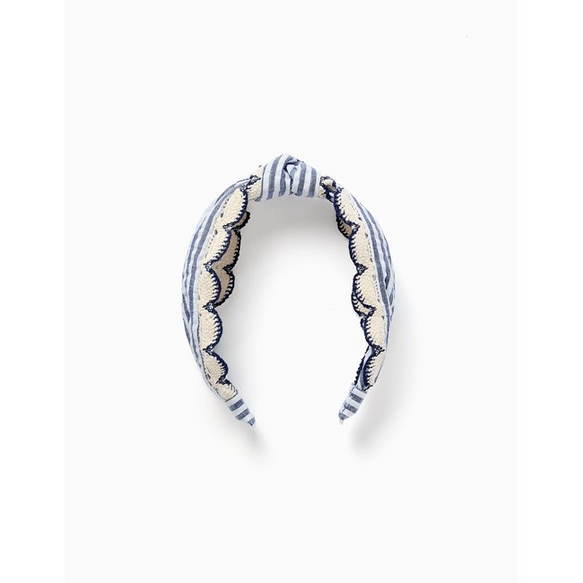 Serre-tête à rayures et bordure au crochet multicolore <span itemprop=