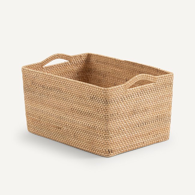 Panier de rangement en rotin L50 cm Sorong Couleur naturel <span itemprop=