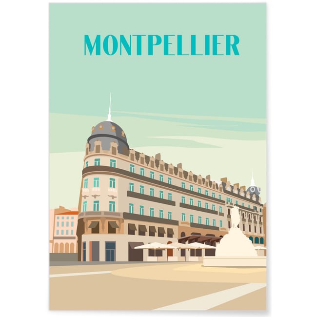 Affiche ville Montpellier 2 Couleur blanc <span itemprop=