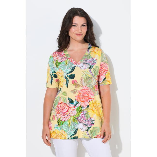 T-shirt au tombé fluide, motif à fleurs - ULLA POPKEN