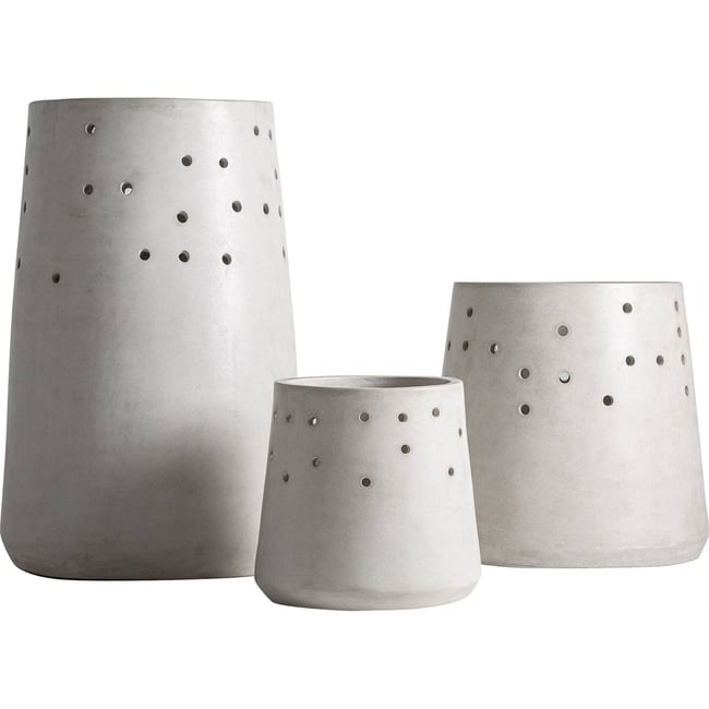 Cache-pots en ciment S.JACQUARD, Lot de 3 Couleur blanc cassé <span itemprop=