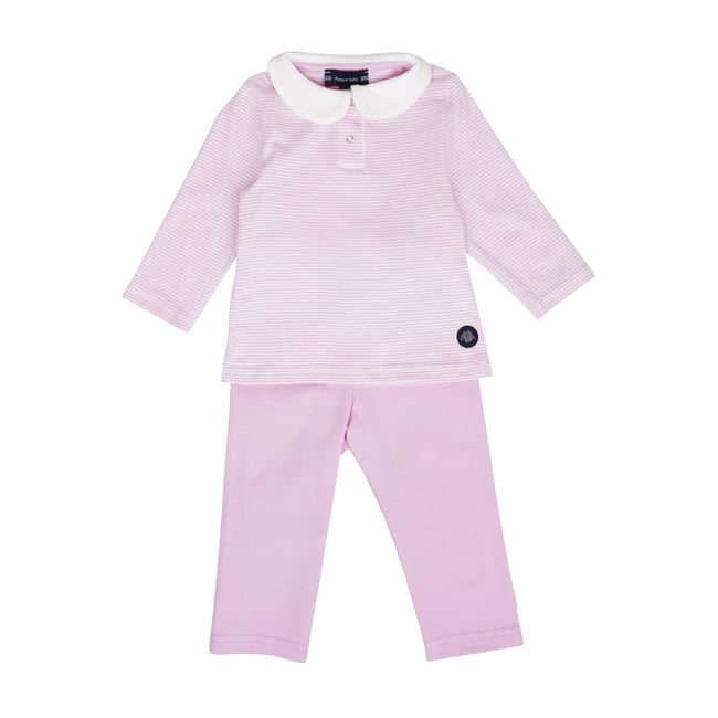 Ensemble pyjama en coton BABY mauve rose/milk <span itemprop=