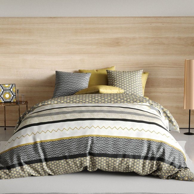 Housse de couette  Mezoa  coton 57 fils jaune <span itemprop=