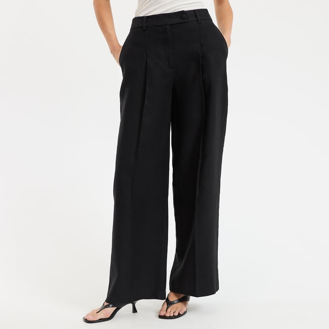 Pantalon large à pinces en lin  - LA REDOUTE COLLECTIONS