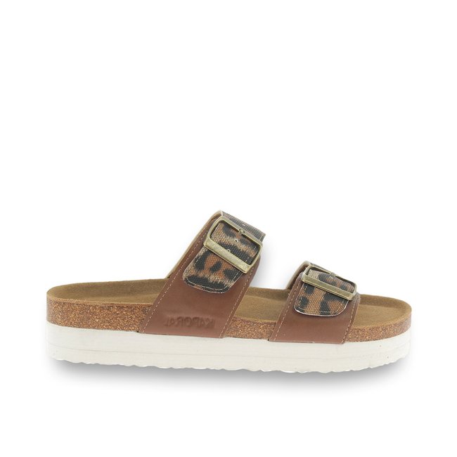 Mules plates avec boucles ajustables SOLINEA camel <span itemprop=