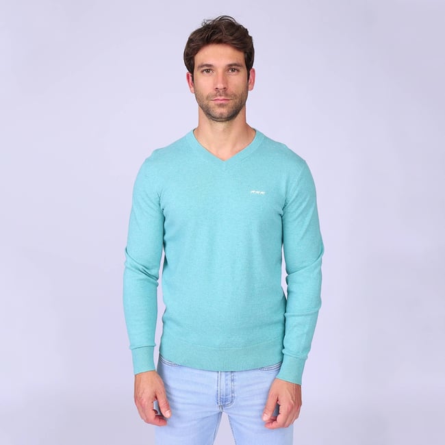 Pull Émilio bleu turquoise <span itemprop=