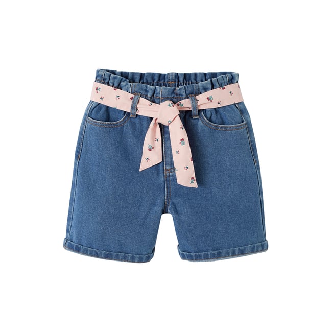 Bermuda en jean style paperbag stone <span itemprop=