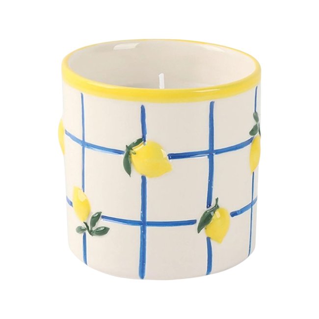 Bougie parfumée - citron jasmin Couleur blanc <span itemprop=
