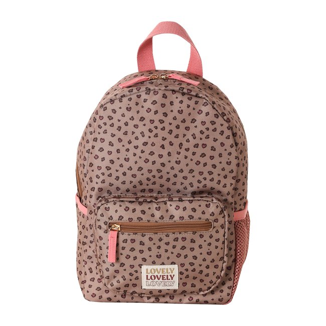 Sac à dos maternelle imprimé léopard beige <span itemprop=
