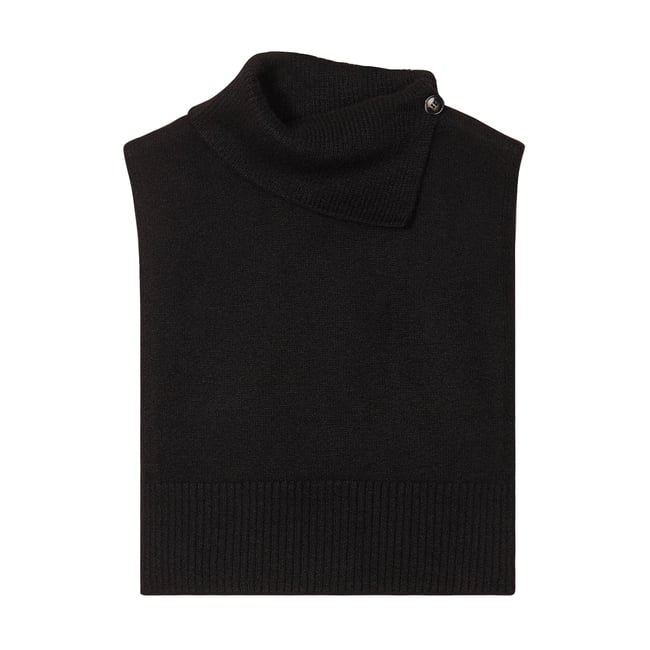 Plastron tricoté col boutonné noir <span itemprop=