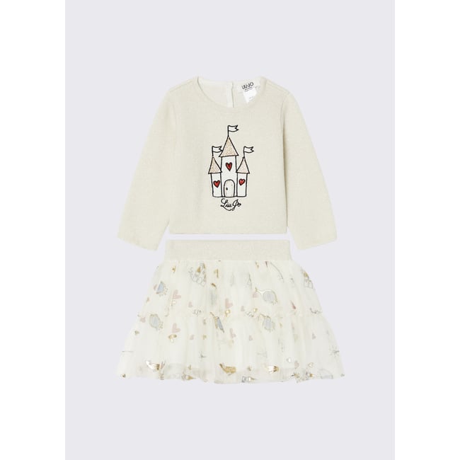 Ensemble top et jupe blanc <span itemprop=