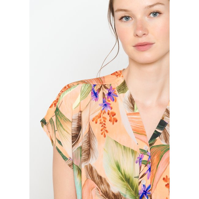 Chemise à imprimé tropical pastel peach <span itemprop=