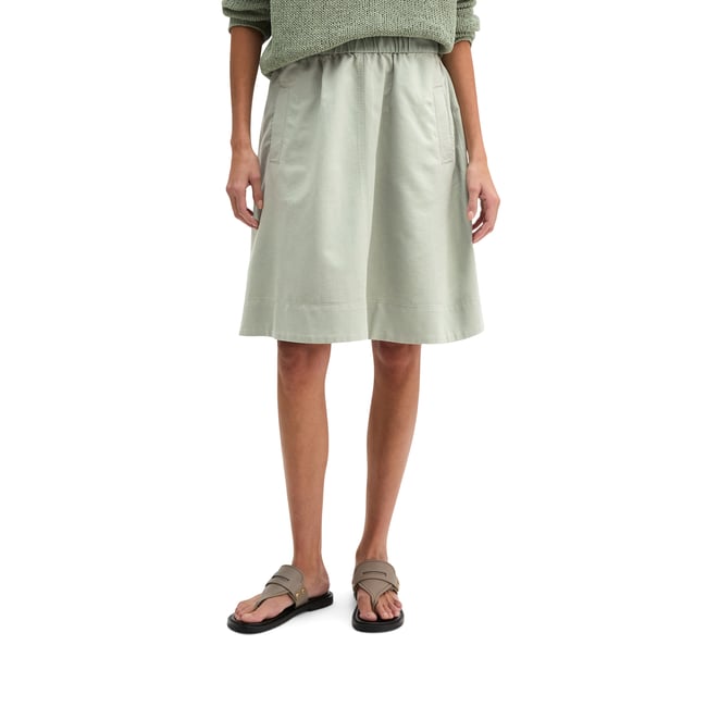 Jupe évasée en mélange de coton organique, de lyocell et de lin vert clair <span itemprop=