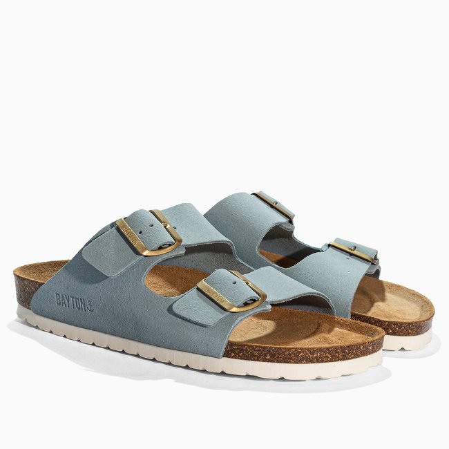 Sandales en cuir suedé ATLAS pour femme bleu celeste <span itemprop=