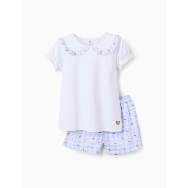 Pyjama en Coton à Volants blanc <span itemprop=