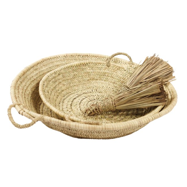 Corbeille plate avec poignées Palm -  LOJI Couleur naturel <span itemprop=