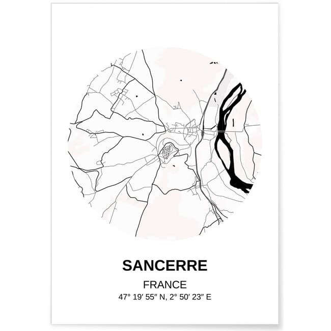 Affiche Carte Sancerre Couleur blanc <span itemprop=