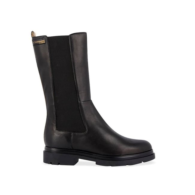 Bottes mi-hautes cuir Saddie noir <span itemprop=
