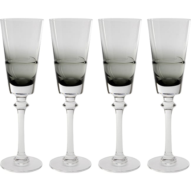Lot de 4 flûtes à champagne, MIMI Couleur gris <span itemprop=