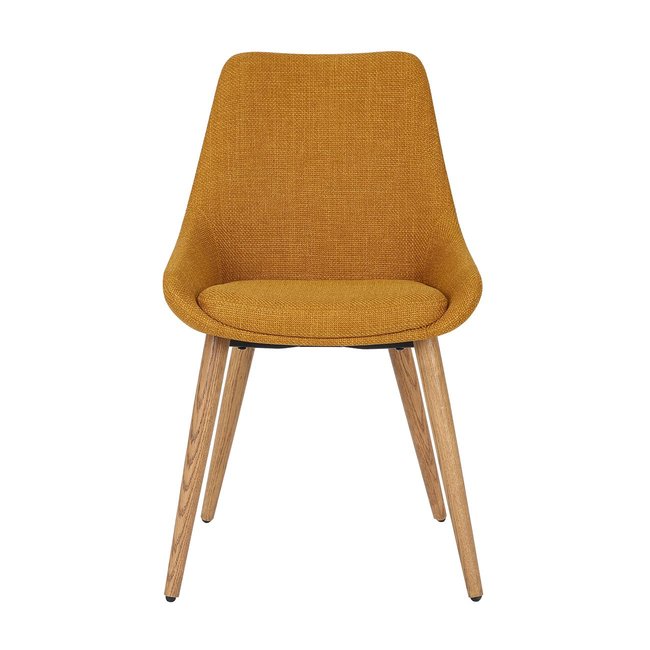 Chaise repas tissu gris pieds chêne foncé BARI - ZAGO