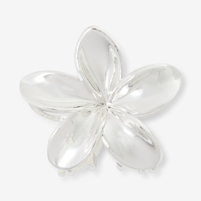Pince à cheveux fleur argentée argenté <span itemprop=