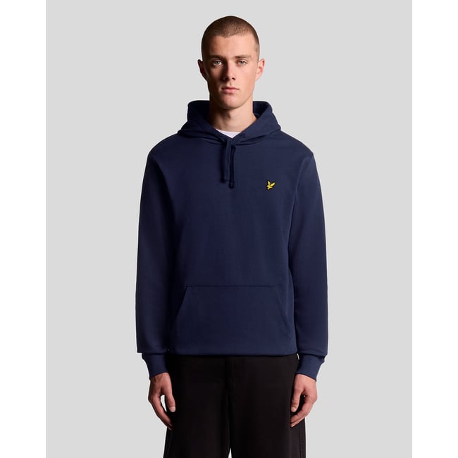 Sweat à capuche en coton loopback bleu marine <span itemprop=