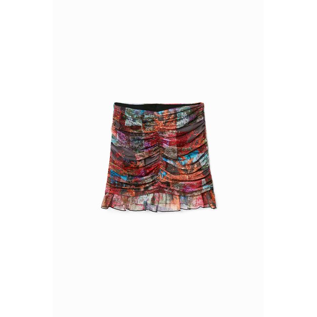 Mini-jupe drapée patchwork floral - MATERIAL FINISHES - L multicolore <span itemprop=